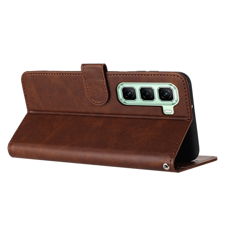 For Infinix Hot 50 4G Solid Calf Texture Flip Leather Phone Case