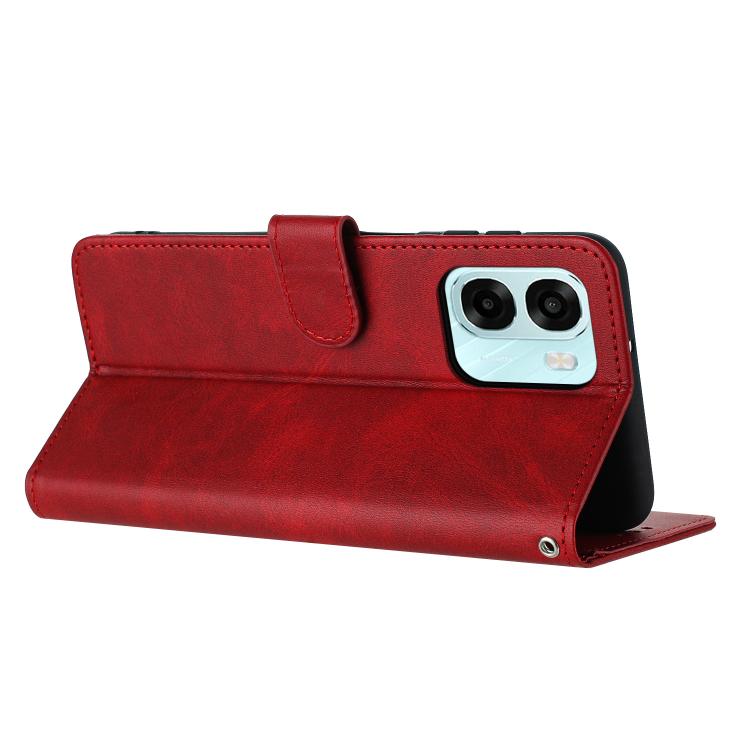 For OPPO A6x 5G / A6 5G Solid Calf Texture Flip Leather Phone Case
