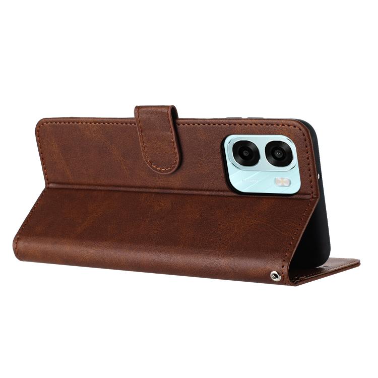 For OPPO A6x 5G / A6 5G Solid Calf Texture Flip Leather Phone Case