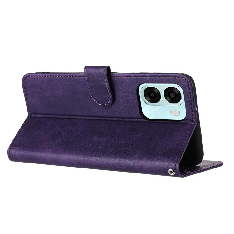 For OPPO A6x 5G / A6 5G Solid Calf Texture Flip Leather Phone Case