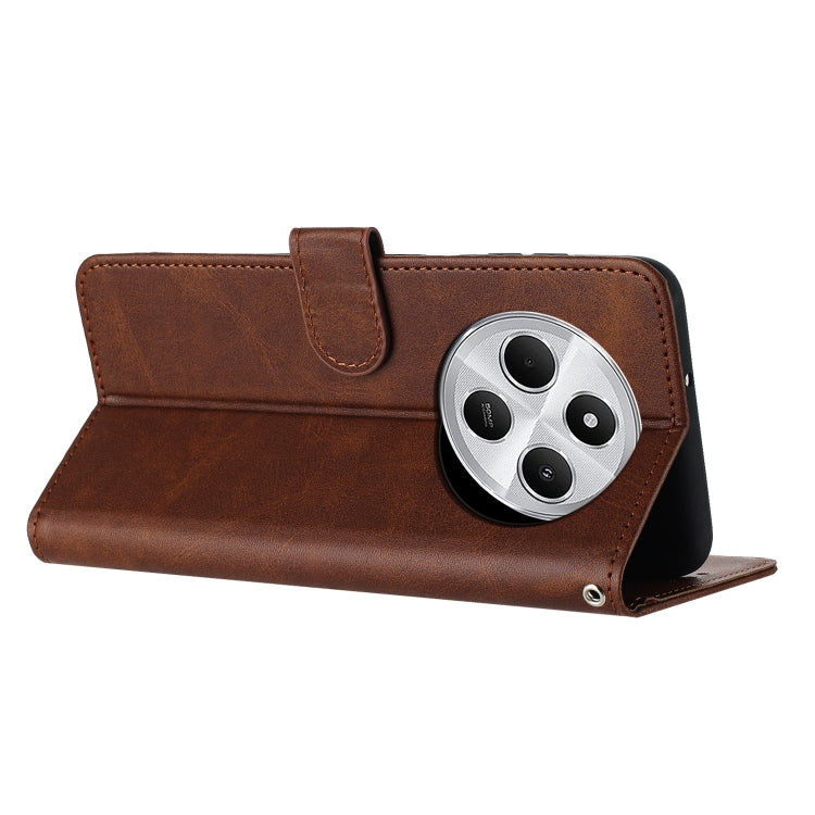 For Redmi 14C 4G Solid Calf Texture Flip Leather Phone Case