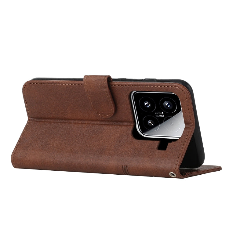 For Xiaomi 15 Stitching Calf Texture Buckle Leather Phone Case