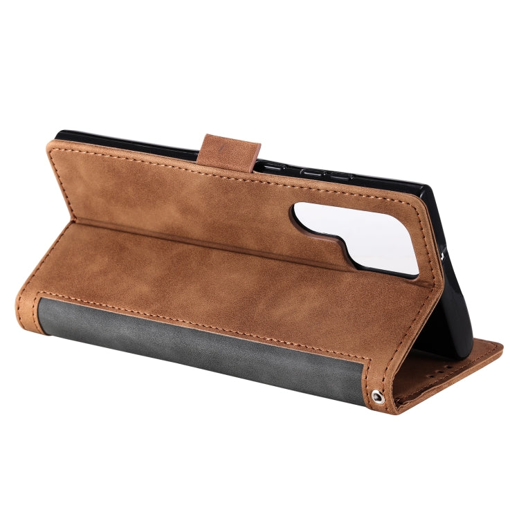 For Samsung Galaxy S25 Ultra 5G Retro Splicing Horizontal Flip Leather Phone Case