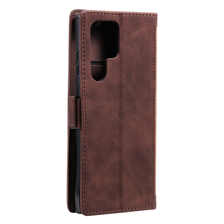For Samsung Galaxy S25 Ultra 5G Retro Splicing Horizontal Flip Leather Phone Case