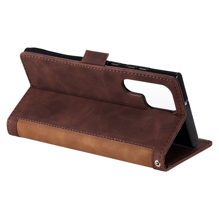 For Samsung Galaxy S25 Ultra 5G Retro Splicing Horizontal Flip Leather Phone Case