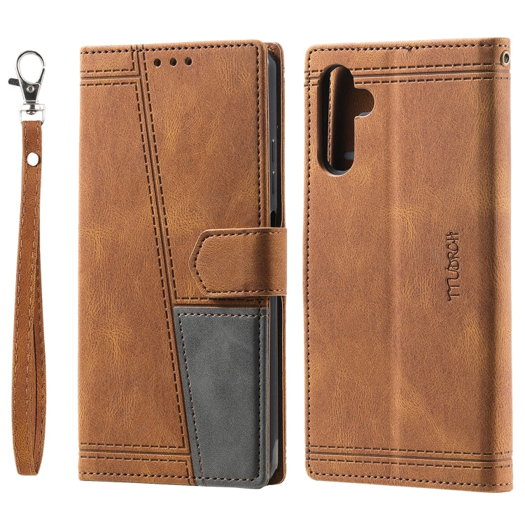 For Samsung Galaxy S25 5G TTUDRCH Embossed Line Splicing Leather Phone Case