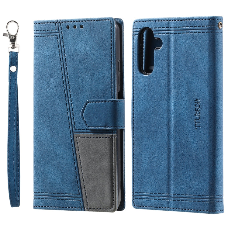 For Samsung Galaxy S25 5G TTUDRCH Embossed Line Splicing Leather Phone Case