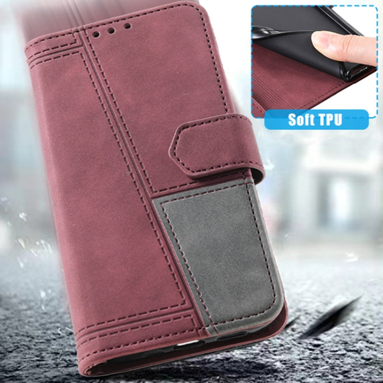 For Samsung Galaxy S25 5G TTUDRCH Embossed Line Splicing Leather Phone Case