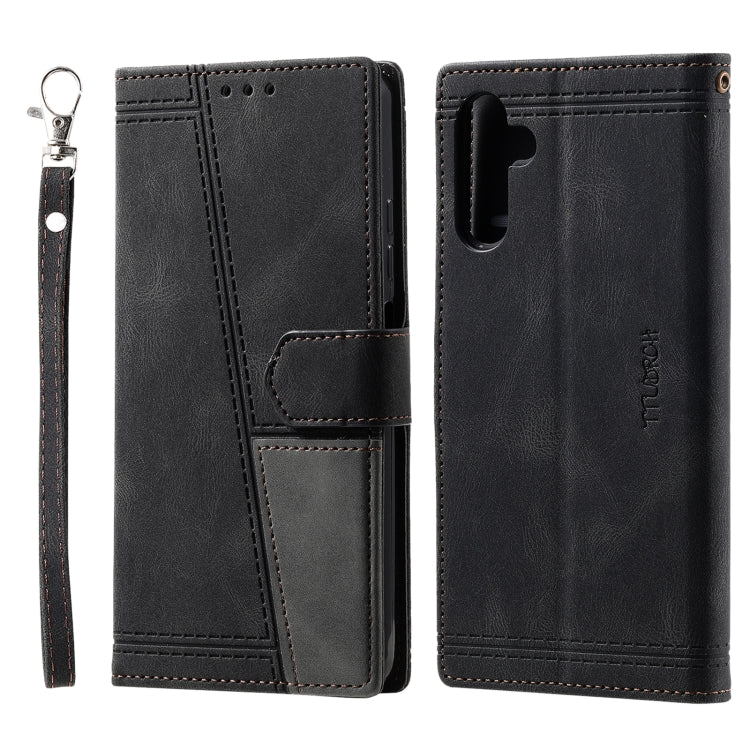 For Samsung Galaxy S25 5G TTUDRCH Embossed Line Splicing Leather Phone Case