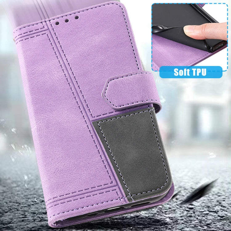 For Samsung Galaxy S25 5G TTUDRCH Embossed Line Splicing Leather Phone Case