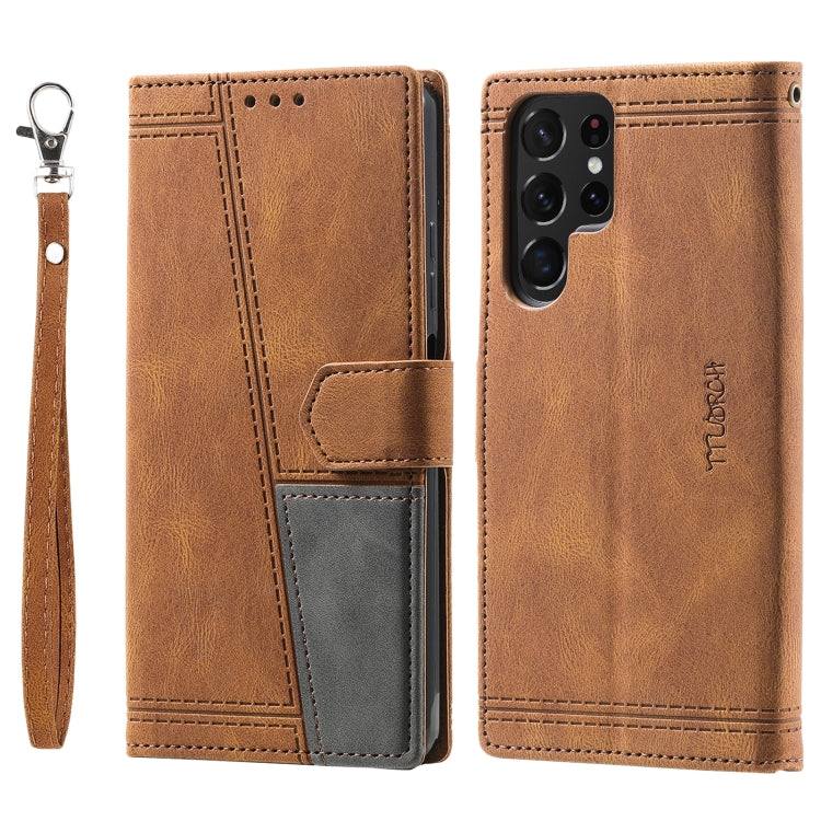 For Samsung Galaxy S25 Ultra 5G TTUDRCH Embossed Line Splicing Leather Phone Case