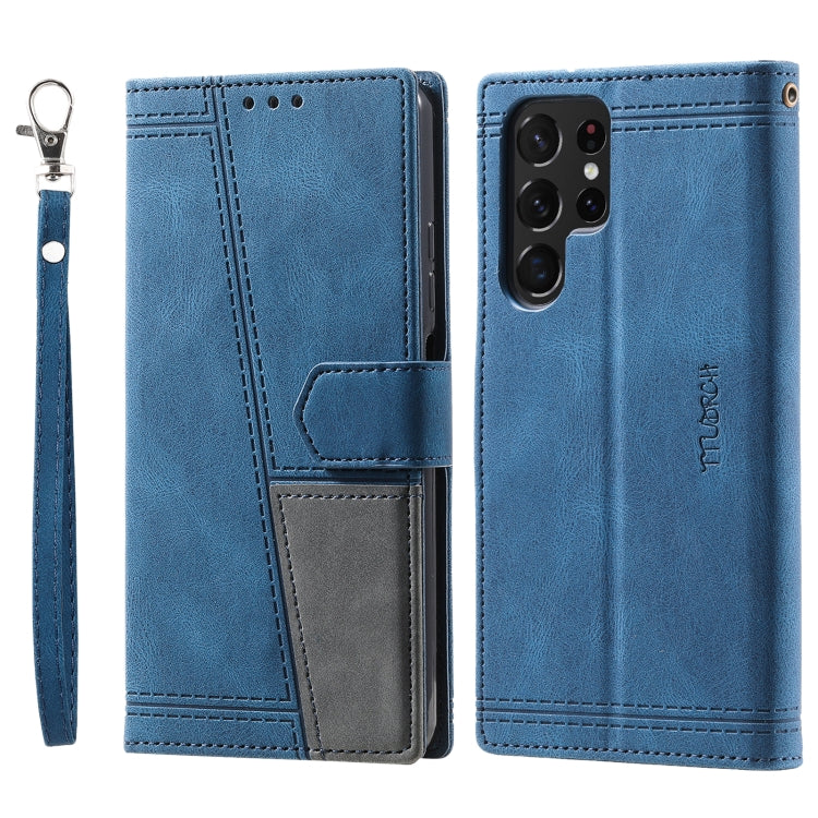 For Samsung Galaxy S25 Ultra 5G TTUDRCH Embossed Line Splicing Leather Phone Case