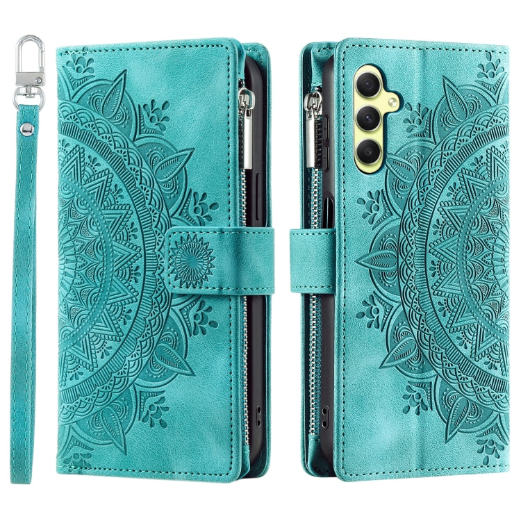 For Samsung Galaxy S25 5G Multi-Card Totem Zipper Leather Phone Case