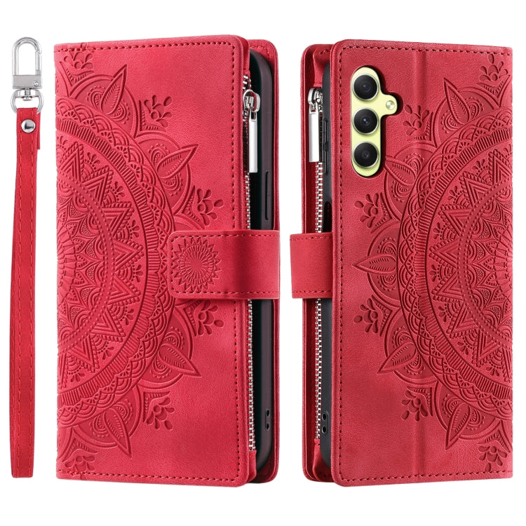 For Samsung Galaxy S25 5G Multi-Card Totem Zipper Leather Phone Case