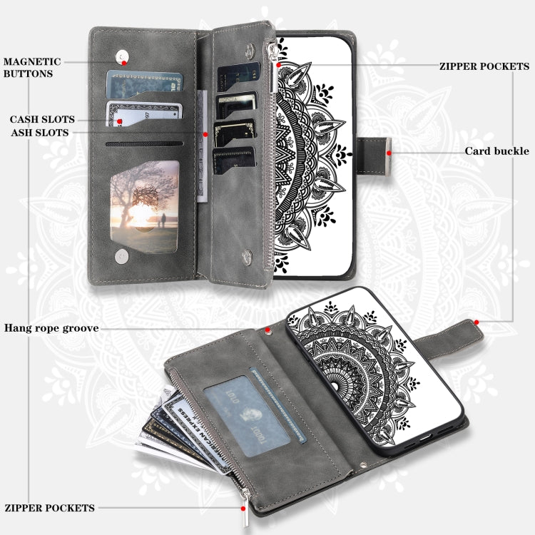 For Samsung Galaxy S25 5G Multi-Card Totem Zipper Leather Phone Case
