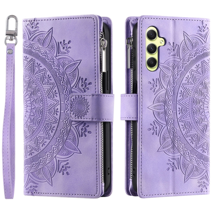 For Samsung Galaxy S25 5G Multi-Card Totem Zipper Leather Phone Case