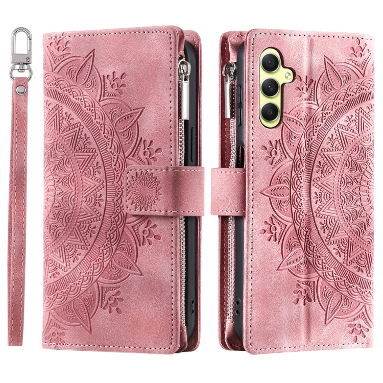 For Samsung Galaxy S25 5G Multi-Card Totem Zipper Leather Phone Case