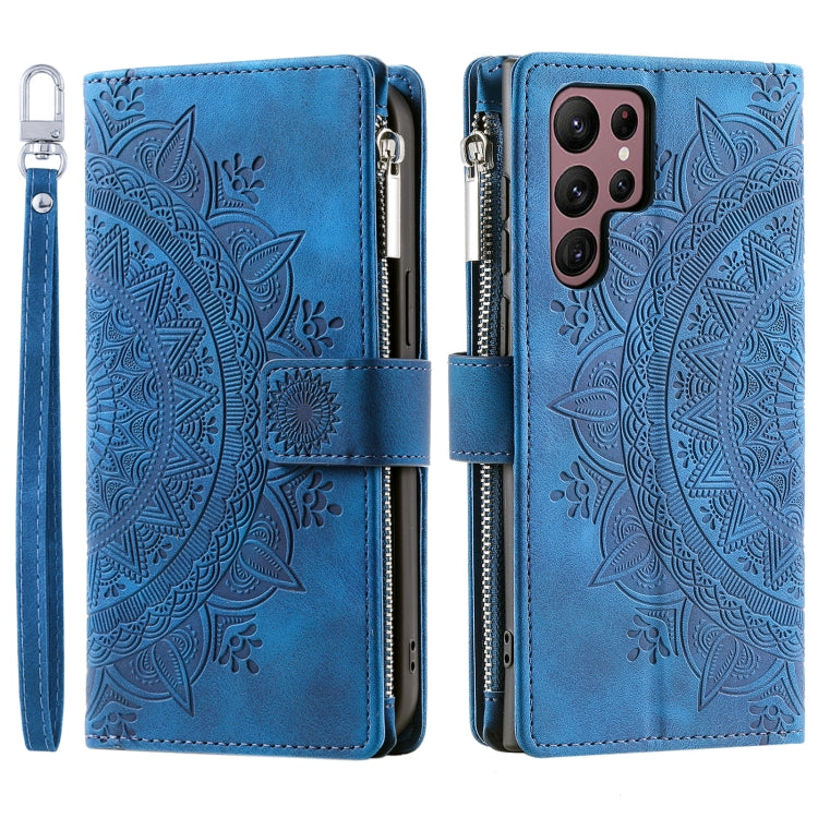 For Samsung Galaxy S25 Ultra 5G Multi-Card Totem Zipper Leather Phone Case