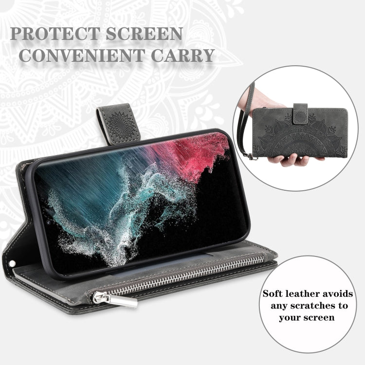 For Samsung Galaxy S25 Ultra 5G Multi-Card Totem Zipper Leather Phone Case