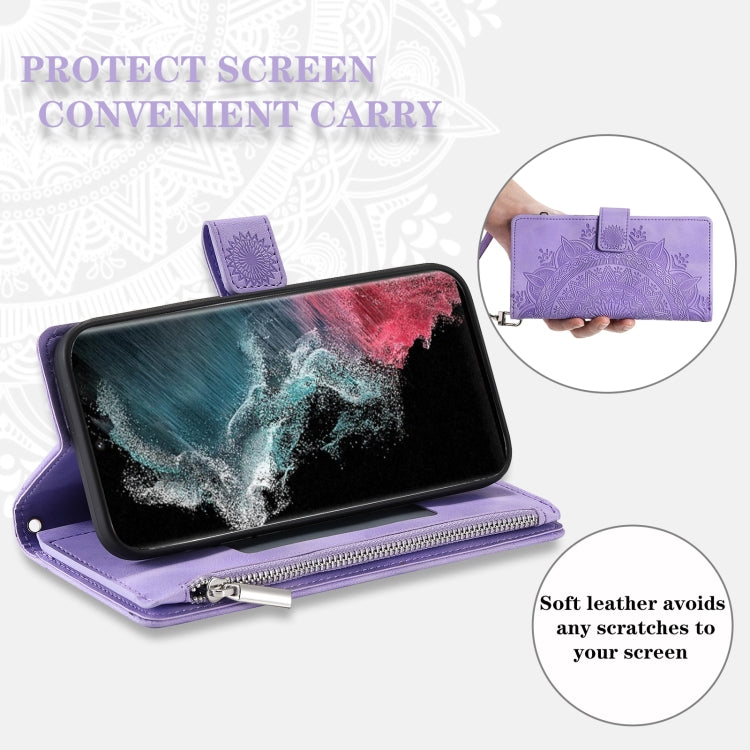For Samsung Galaxy S25 Ultra 5G Multi-Card Totem Zipper Leather Phone Case