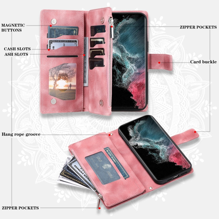 For Samsung Galaxy S25 Ultra 5G Multi-Card Totem Zipper Leather Phone Case