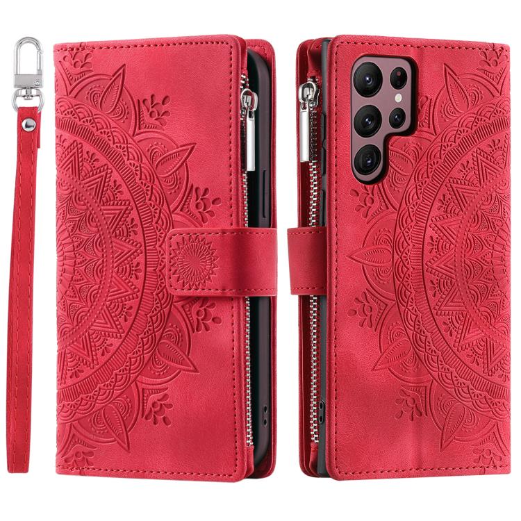 For Samsung Galaxy S26 Ultra 5G Multi-Card Totem Zipper Leather Phone Case
