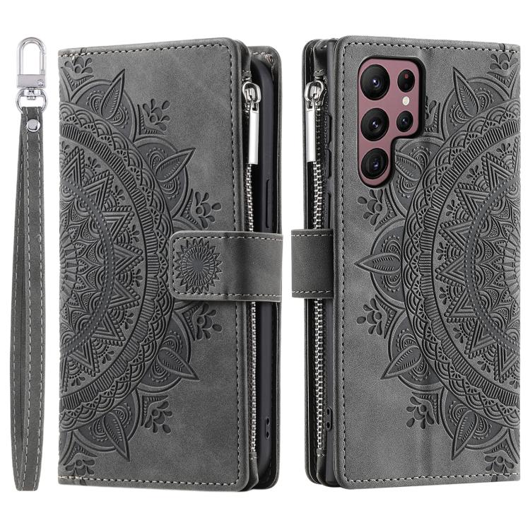 For Samsung Galaxy S26 Ultra 5G Multi-Card Totem Zipper Leather Phone Case