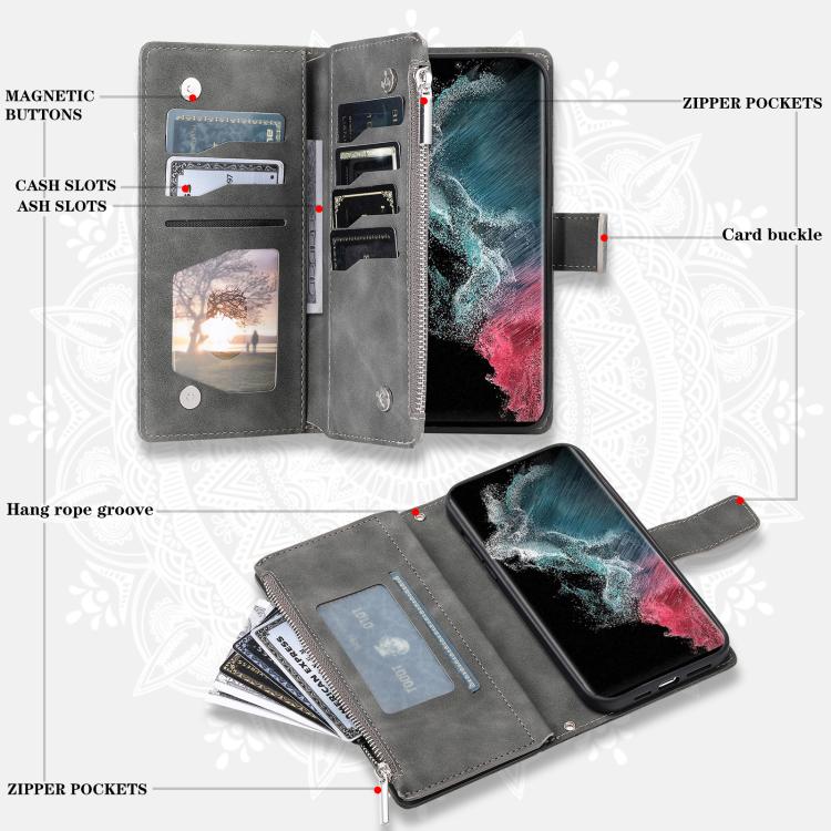 For Samsung Galaxy S26 Ultra 5G Multi-Card Totem Zipper Leather Phone Case