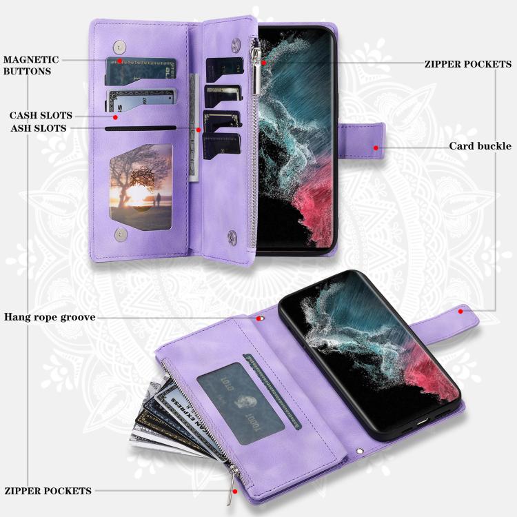 For Samsung Galaxy S26 Ultra 5G Multi-Card Totem Zipper Leather Phone Case