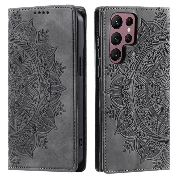 For Samsung Galaxy S25 Ultra 5G Totem Embossed Magnetic Leather Phone Case
