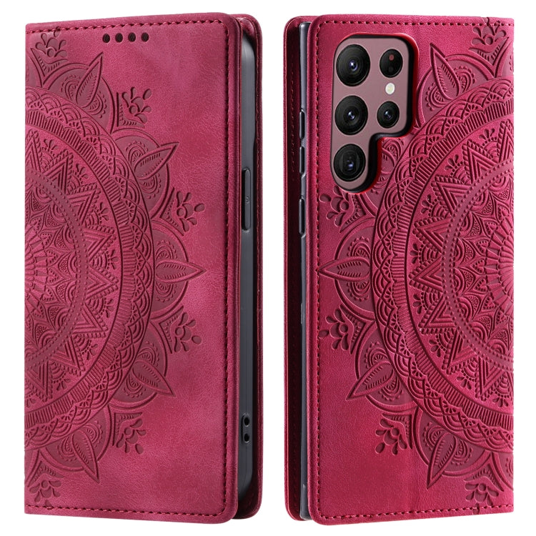 For Samsung Galaxy S25 Ultra 5G Totem Embossed Magnetic Leather Phone Case