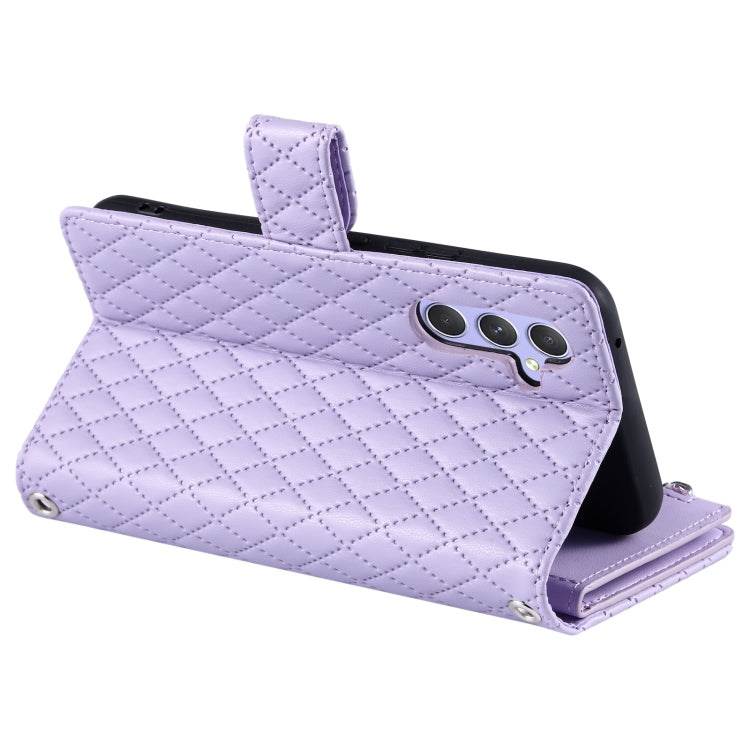 For Samsung Galaxy S25+ 5G Glitter Lattice Zipper Wallet Leather Phone Case