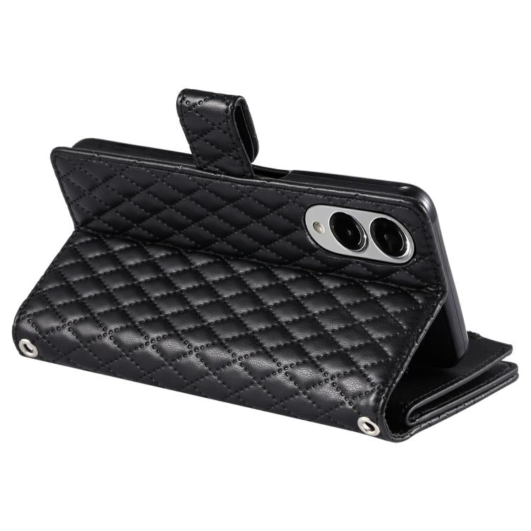 For Samsung Galaxy S25 Edge 5G Glitter Lattice Zipper Wallet Leather Phone Case