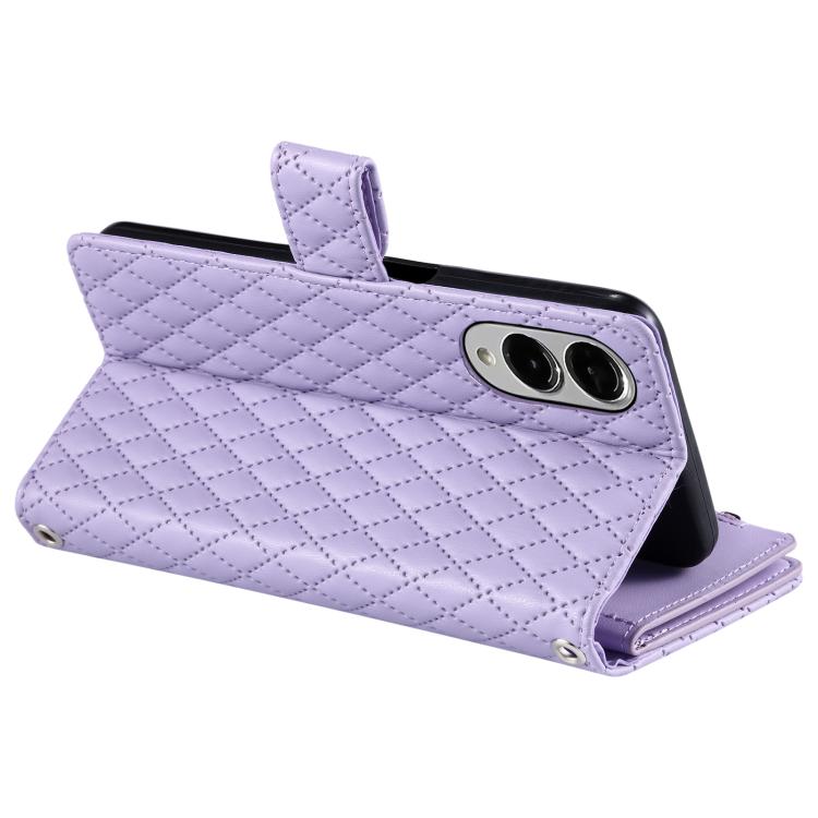 For Samsung Galaxy S25 Edge 5G Glitter Lattice Zipper Wallet Leather Phone Case