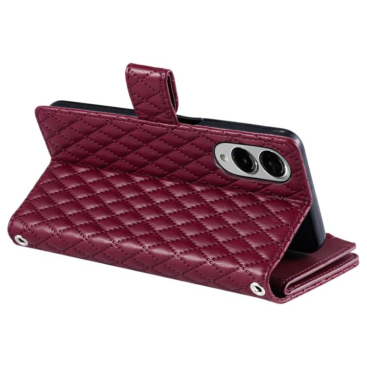 For Samsung Galaxy S25 Edge 5G Glitter Lattice Zipper Wallet Leather Phone Case