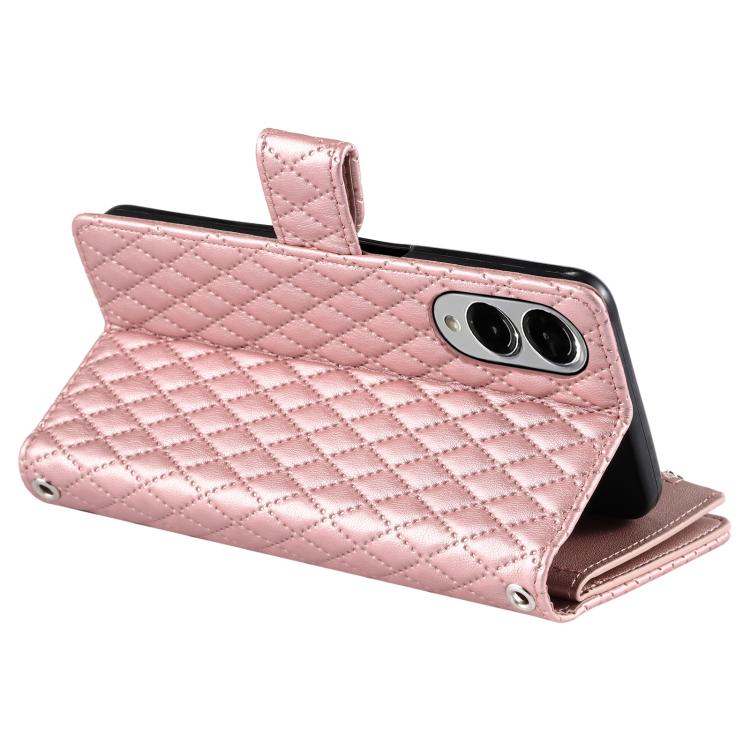 For Samsung Galaxy S25 Edge 5G Glitter Lattice Zipper Wallet Leather Phone Case