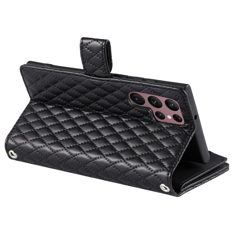 For Samsung Galaxy S26 Ultra 5G Glitter Lattice Zipper Wallet Leather Phone Case