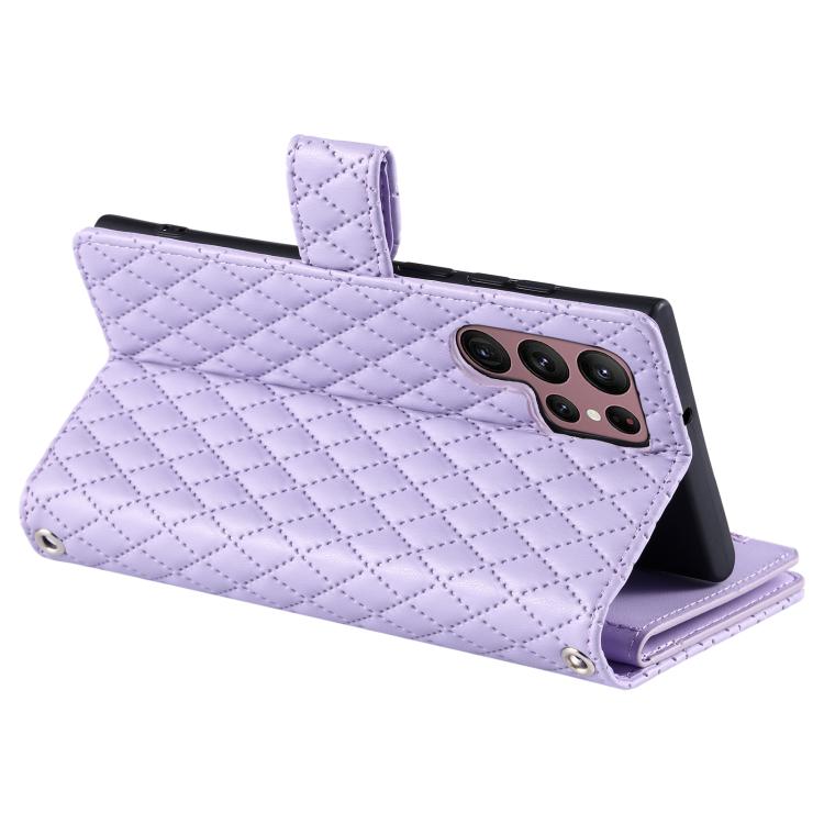 For Samsung Galaxy S26 Ultra 5G Glitter Lattice Zipper Wallet Leather Phone Case