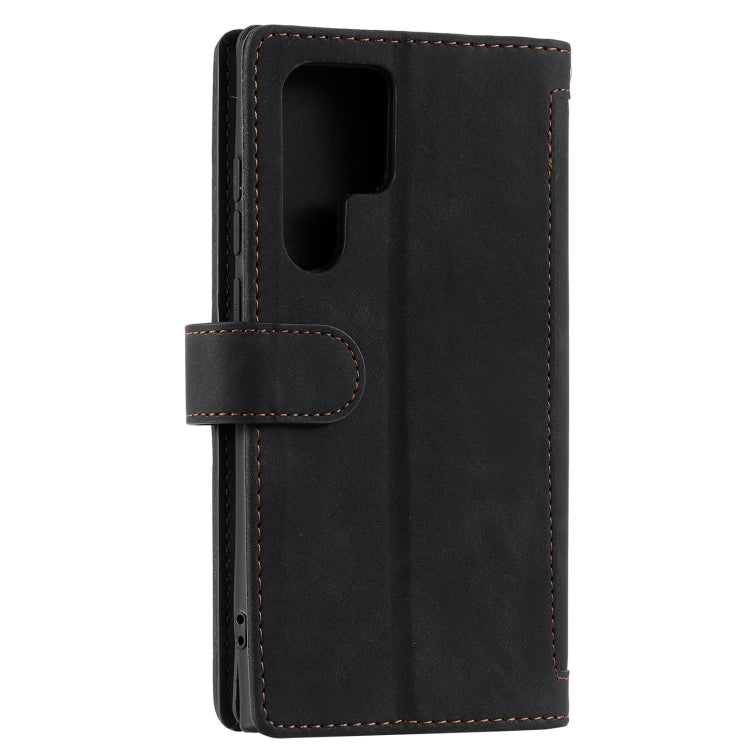 For Samsung Galaxy S25 Ultra 5G Nine Card Zipper Bag Leather Phone Case with Lanyard