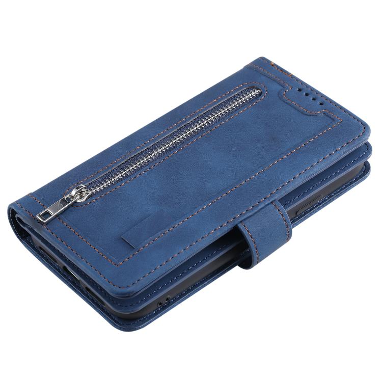 For Samsung Galaxy S25 FE 5G Nine Card Zipper Bag Leather Phone Case with Lanyard