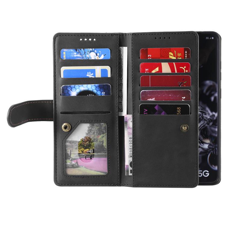 For Samsung Galaxy S26 Ultra 5G Nine Card Zipper Bag Leather Phone Case with Lanyard