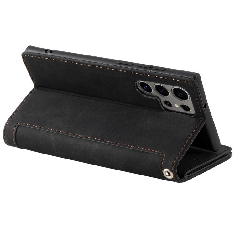 For Samsung Galaxy S26 Ultra 5G Nine Card Zipper Bag Leather Phone Case with Lanyard