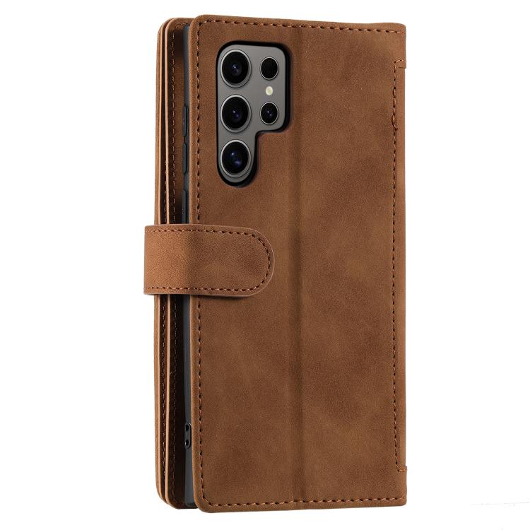 For Samsung Galaxy S26 Ultra 5G Nine Card Zipper Bag Leather Phone Case with Lanyard