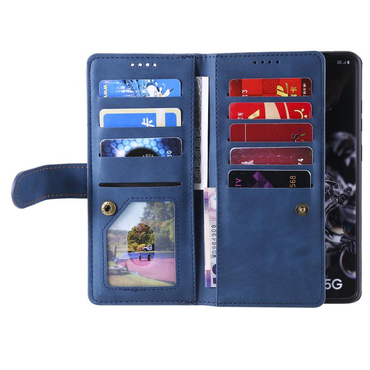 For Samsung Galaxy S26 Ultra 5G Nine Card Zipper Bag Leather Phone Case with Lanyard