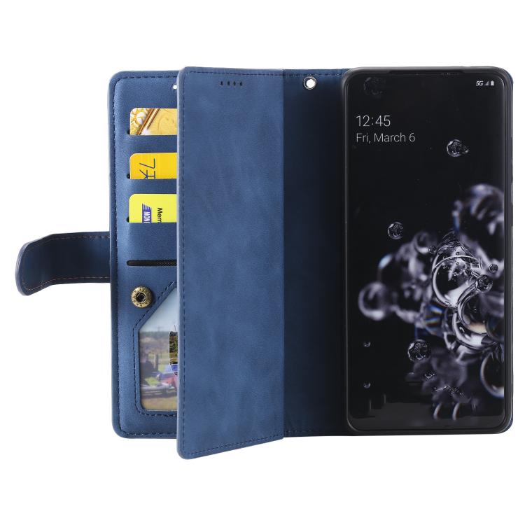 For Samsung Galaxy S26 Ultra 5G Nine Card Zipper Bag Leather Phone Case with Lanyard