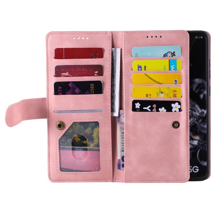 For Samsung Galaxy S26 Ultra 5G Nine Card Zipper Bag Leather Phone Case with Lanyard