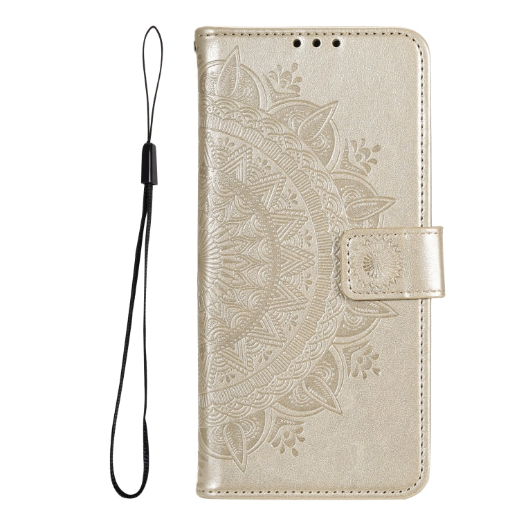 For Samsung Galaxy S25 5G Totem Flower Embossed Leather Phone Case with Lanyard