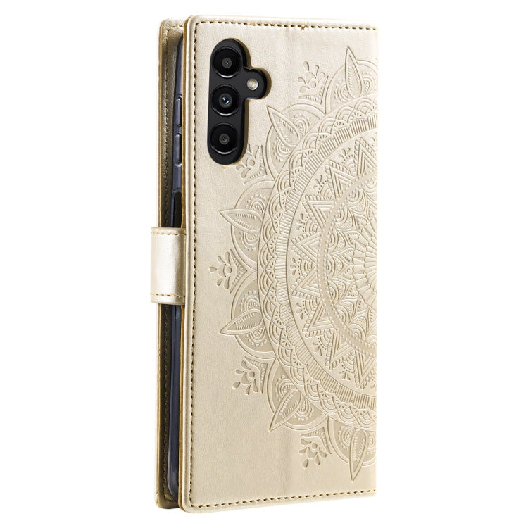 For Samsung Galaxy S25 5G Totem Flower Embossed Leather Phone Case with Lanyard