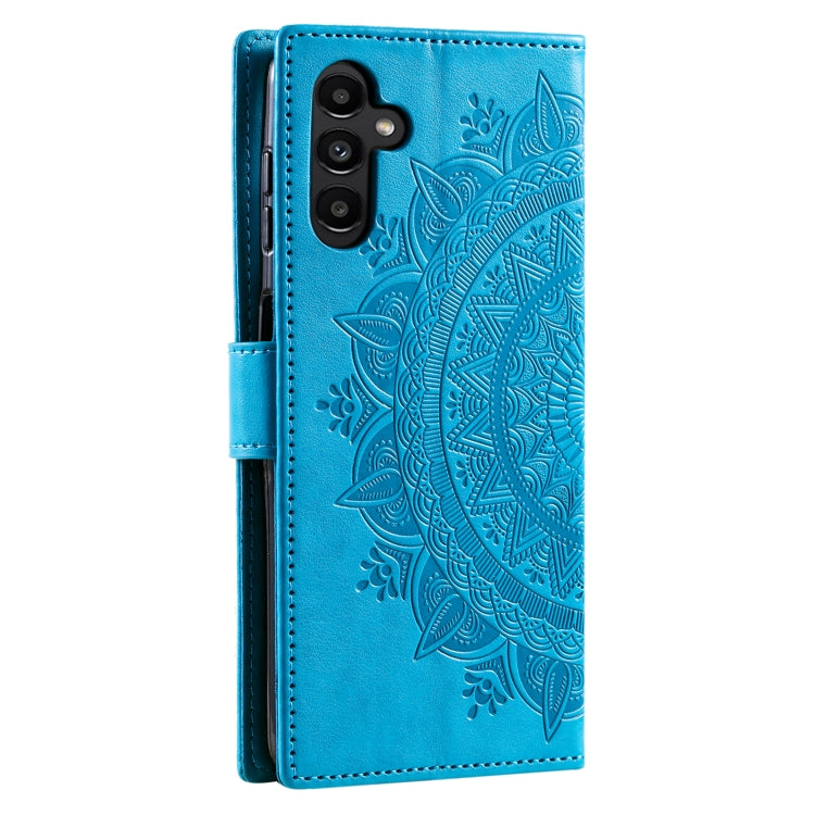 For Samsung Galaxy S25 5G Totem Flower Embossed Leather Phone Case with Lanyard