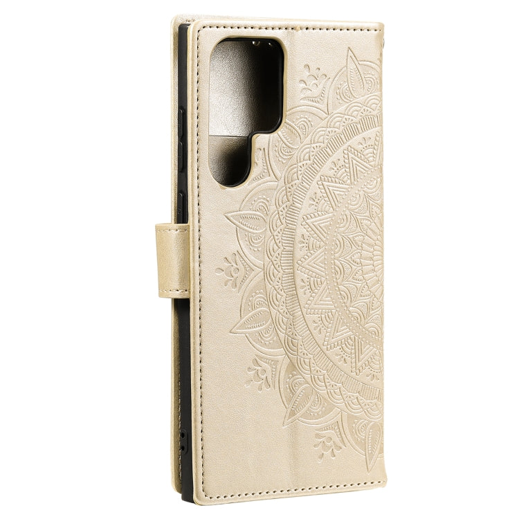 For Samsung Galaxy S25 Ultra 5G Totem Flower Embossed Leather Phone Case with Lanyard